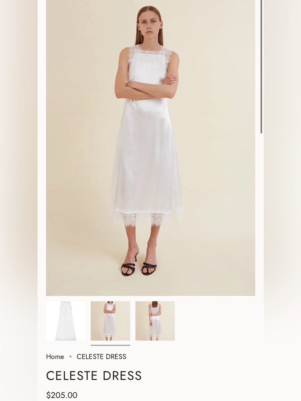 Operásport Lace-Trim Satin Slip Dress in White